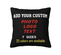 Miyeiw Custom Personalised Cushion Covers with Photo & Text Print, Design Pillow Case Cover Gifts for Mum Dad Boyfriends Girlfriends Friends, Make Your Own Square Throw Pillowcase without Filling