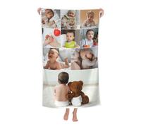 Miyeiw Personalised Beach Towel for Adults Women Men, Customised Large Photos Bath Towel with Your Own Words, Design Gifts for Birthday Christmas for Family Son Daughter Mum Dad Pets Friends