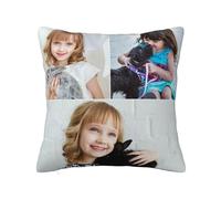 Miyeiw Personalised Cushion Covers with 4 Photos Collage, Customised Square Pillow Case Cover, Design Your Own Throw Pillow Covers for Living Room, Bedroom, Small Large Sofa Pillow Cases Decorative