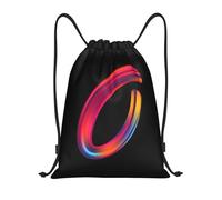 Miyeiw Personalised Letters Design Drawstring Bags with Your Own Text Print, Rainbow Style Initial Drawstring Backpack Sackpack Black Draw String Bags for Sports Gym Travel Swimming Camping, Letter O