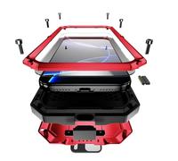 MIYIYQP Compatible for iPhone 17 Pro Case, Aluminum Metal Gorilla Glass Shockproof Military Heavy Duty Sturdy Protector Cover Hard Case with Sliding Camera Cover & Screen Protector & Kickstand (Red)
