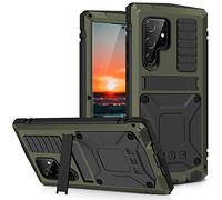 MIYIYQP for Samsung Galaxy S22 Ultra 5G Case, Aluminum Metal Gorilla Glass Shockproof Military Heavy Duty Sturdy Protector Cover Hard Case for Samsung Galaxy S22 Ultra 5G (Green)
