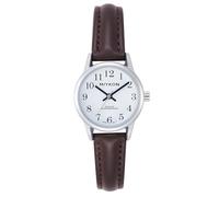 Miykon Dainty Minimalist Casual Dress Watches for Women - Small Easy Reader Analog Watch with Genuine Leather Strap and Second Hand - Japanese Quartz, Waterproof to 100ft, Brown Strap, Silver Case