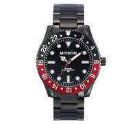 Miykon Diver Style Stainless Steel Watches for Men - 48mm Ion Plated Men Watches with Scratch Resistant Glass - 100ft Water Resistant Men's Wrist Watches with Luminous Hands, Black Bracelet, Black