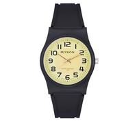 Miykon Easy Reader Black Resin Watches for Men - Arabic Numerals or Index Dial, Luminous Hands, Japanese Quartz, 100M Water Resistant, 38mm, Cream Dial with Texturized Accent, Black Arabic Numerals