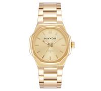 Miykon Men’s Classic Solid Stainless Steel Watch, Gold Bracelet, Gold Dial, 44mm, Modern