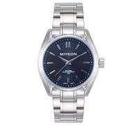 Miykon Men’s Classic Solid Stainless Steel Watch, Silver Bracelet, Blue Dial, 42mm, bracelet