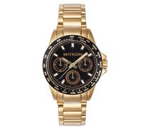 Miykon Silver and Gold Watches for Men | Multifunction Analog Mens Dress Watch with Ion Polished Solid Stainless Steel Bracelet | Day/Date/24hr, Luminous Hands, Japanese Quartz, 100ft Water Resistant,