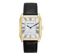 Miykon Vintage Watches for Men - Classic Tank Square Analog Watch with Genuine Leather Wrist Strap, Mens Dress Watches - Japanese Quartz, Waterproof to 100ft, Roman, Gold Case, White Dial, 38 mm, The
