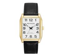 Miykon Vintage Watches for Men - Classic Tank Square Analog Watch with Genuine Leather Wrist Strap, Mens Dress Watches - Japanese Quartz, Waterproof to 100ft, Arabic, Gold Case, White Dial, 38 mm, The