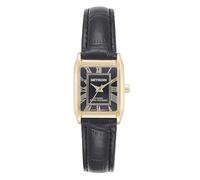 Miykon Women’s Classic Rectangular Strap Watch, Roman Numeral, Gold Case, Black Dial, Watch, Casual Watch, Dress Watch women's leather watch