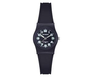 Miykon Womens Black Dainty Nurse Analog Watch, Easy Reader, 100M Waterproof, Black Dial, Green Arabic Numerals and Minute Track, 26mm, This watch reflects the aesthetic preferences of individuals who