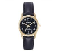 Miykon Women's Classic Analog Watch - Easy Reader Arabic Numerals, Genuine Leather Band, Japanese Quartz, Luminous Hands, Waterproof to 100ft, Small Ladies 26mm Case, Gold Case with Black Dial, 26mm