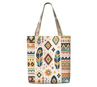MIYMIYN Eco-Friendly Reusable Market Tote - Heavy Duty Canvas Shopping Bag for Women & Men, Grocery and Beach Use (Ethnic Prints)