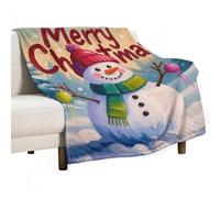 MIYMIYN Flannel Fleece Blanket Super Soft Warm Throw for Couch, Bed, All Seasons Lightweight Christmas Snowman Graphic Print, Great for Gifting (100x130cm,Christmas Theme)