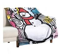 MIYMIYN Lightweight Warm Fleece Blanket Cosy Throw for Couch Bed Sofa All Seasons Abstract Christmas Snowman Graphic Print Gift Idea Super Soft (100x150cm,Christmas Theme)