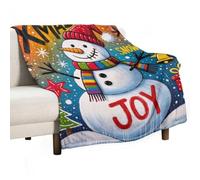 MIYMIYN Lightweight Warm Throw Blanket Cosy Fleece Super Soft Flannel for Bed Couch Sofa All Seasons Gift with Christmas Snowman Doodle Graphic Print (100x150cm,Christmas Theme)
