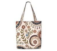 MIYMIYN Reusable Canvas Shopping Bag Heavy Duty Market Tote, Eco-Friendly Beach Carryall with Spacious Design for Women & Men (Ethnic style)