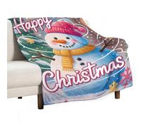 MIYMIYN Super Soft Flannel Throw Blanket Lightweight Warm for Bed Sofa Couch All Seasons with Christmas Snowman Graphic Print Gift Idea (130x150cm,Christmas Theme)