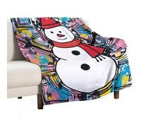 MIYMIYN Warm Flannel Throw Blanket Christmas Snowman Doodle Lightweight, Super Soft Fleece for Sofa, Bed, and Travel, Ideal All Seasons Present (80x130cm,Christmas Theme)