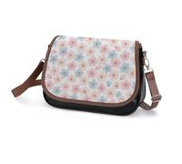 MIYMIYN Women's Adjustable Crossbody Bag, Vintage PU Leather Satchel with Simple Floral Print Exquisite Patterns, Large Capacity Handbag for Travel and Work
