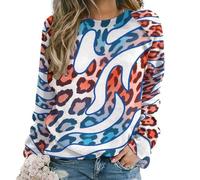 MIYMIYN Women's Long Sleeve Round Neck Printed Sweatshirt - Soft Recycled Polyester Casual Pullover Top for Autumn Winter Fashion (Fashion Prints A,L)