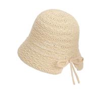 MIYMIYN Women's Summer Straw Bucket Hat Casual Sun Protection Breathable Sun Hat with Bowknot Comfort UV Protection Visor Beach Cap for Daily Wear, Travel, and Beach Trips (Beige)