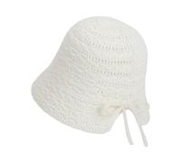 MIYMIYN Women's Summer Straw Bucket Hat Casual Sun Protection Breathable Sun Hat with Bowknot Comfort UV Protection Visor Beach Cap for Daily Wear, Travel, and Beach Trips (White)