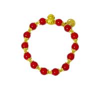 Miyno m 2027 Year of the Sheep Chinese Zodiac Imitation Red Agate Crystal Bead Gold Metal Little Sheep Pendant Lucky Charm Elastic Bracelet New Year Celebration Blessing Jewelry Gift