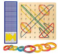 Miyobing Geometry Board Wooden Set, geoboards with rubber bands,Wooden Geometric Shapes, Wooden Montessori Toys, geoboard,Developing imagination and geometric shapes For Baby Learning puzzle Tool