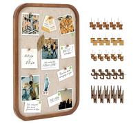 MIYOLU Large Linen Bulletin Board 30" x 20", Framed Pin Board with 50 Push Pins, Vintage Cork Board for Wall, Fabric Covered Bulletin Board for Bedroom, Office, School