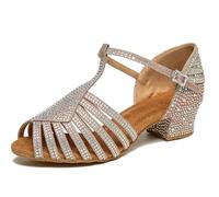 Miyoopark Womens Salsa Latin Dance Shoes with Rhinestones Wedding Evening Sandals L558 Gold 4cm Heel UK 7.5
