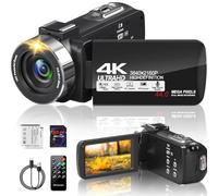 MiyoSavor 4K Video Camera Camcorder 44MP 30fps with IR Night Vision, 18X Digital Zoom Camera Recorder 3" 270 Degree Rotation Screen for YouTube with Remote Control, 2 Batteries, 32GB