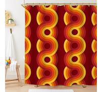 Miyotaa 70s Orange Yellow Geometric Modern Shower Curtain Set 60Wx71H Inches Retro Groovy Bauhaus Abstract Polyester Waterproof Cloth Bathroom Curtain with 12 Hooks