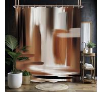 Miyotaa Abstract Black Brown Burnt Orange Shower Curtain Set 60Wx71H Inches Minimalist Neutral Contemporary Modern Brushstroke Art Painting Waterproof Bathroom Curtain with 12 Hooks