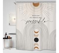 Miyotaa Abstract Minimalist Shower Curtain Set 60Wx71H Inches Sun Moon Phase Modern Aesthetic Bible Inspirational Positive Contemporary Neutral Waterproof Bathroom Curtain with Hooks