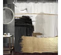Miyotaa Abstract Modern Black Gold Gray Shower Curtain Set 60Wx71H Inches Minimalist Neutral Aesthetic Contemporary Simple Art Waterproof Bathroom Curtain with 12 Hooks