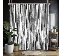 Miyotaa Abstract Modern Black Gray Shower Curtain Set 60Wx71H Inches Silver Striped Minimalist Neutral Contemporary Aesthetic Simple Waterproof Bathroom Curtain with 12 Hooks