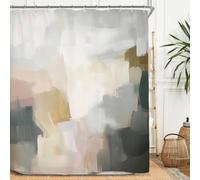 Miyotaa Abstract Modern Brushstroke Shower Curtain Set 60Wx71H Inches Minimalist Neutral Contemporary Aesthetic Oil Painting Simple Art Waterproof Bathroom Curtain with 12 Hooks