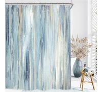 Miyotaa Blue Gray Abstract Shower Curtain Set 60Wx71H Inches Ombre Modern Aesthetic Striped Contemporary Minimalist Neutral Painting Waterproof Bathtub Bathroom Curtain with 12 Hooks