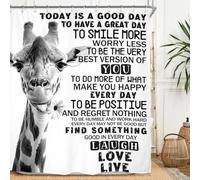 Miyotaa Giraffe Funny Shower Curtain Set 60Wx71H Inches Quotes Inspirational Motivational Positive Animal Wildlife Kids Polyester Waterproof Bathroom Curtain with 12 Hooks