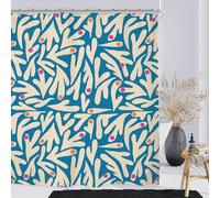 Miyotaa Matisse Blue Retro Shower Curtain Set 60Wx71H Inches Abstract Modern Cute Vintage Aesthetic Art Flower Polyester Waterproof Cloth Bathroom Curtain with 12 Hooks