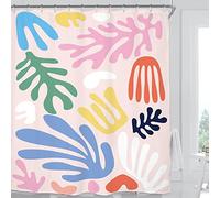 Miyotaa Matisse Colorful Abstract Shower Curtain Set 60Wx71H Inches Pastel Modern Minimalist Aesthetic Girls Danish Art Polyester Waterproof Cloth Bathroom Curtain with 12 Hooks