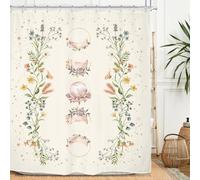 Miyotaa Moon Phase Shower Curtain Set 60Wx71H Inches Moonlit Herb Wildflower Witchy Celestial Flower Botanical Tarot Bathroom Curtain with 12 Hooks