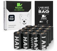 Miyouli Certified Compostable Poop Bags for Dogs, 240 Poop Bags (16 Rolls),Landfill Friendly, Leak Proof Unscented Easy Open Poop Waste Bag（Black）