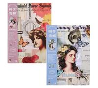 MiyouLuna 2Pcs Large Sticker Book, Vintage Ephemera Collection for Journaling, Scrapbooking & DIY Crafting, Aesthetic Stickers with Assorted Designs