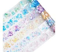 MiyouLuna 6 Rolls Bubbles PET Tape Set, Pre-Cut Colorful Stickers for Journaling, Scrapbooking, and DIY Crafts, with Decorative Clip