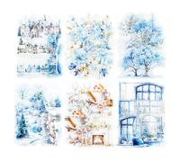 MiyouLuna 60Pcs Snow Country Winter PET Stickers, Large Landscape Stickers for Scrapbooking, DIY Crafts, Journaling, and Junk Journal Ephemera with Organizer
