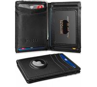 miyozi Airtag Wallet for Men 12 Cards- With Money Clip Gift Boxed, Magnetic Closure Slim Genuine Leather Front Pocket Wallet, 4.4"x 2.7", RFID Blocking, Black156, One Size, Minimalist