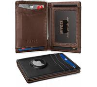 miyozi Airtag Wallet for Men 12 Cards- With Money Clip Gift Boxed, Magnetic Closure Slim Genuine Leather Front Pocket Wallet, 4.4"x 2.7", RFID Blocking, Black152, One Size, Minimalist
